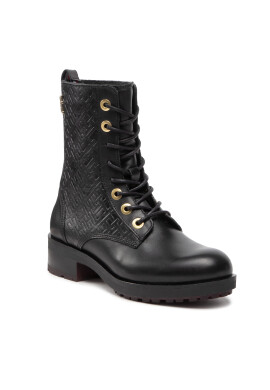 Tommy Hilfiger Боти Th Monogram Biker Boot FW0FW06817 Черен - Pepit.bg
