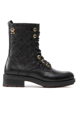 Tommy Hilfiger Боти Th Monogram Biker Boot FW0FW06817 Черен - Pepit.bg