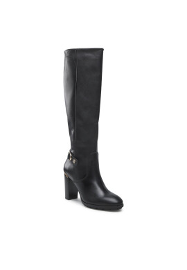 Tommy Hilfiger Ботуши Belt High Heel Longboot FW0FW07053 Черен - Pepit.bg