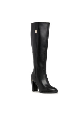 Tommy Hilfiger Ботуши Feminine Th Hardware Longboot FW0FW07541 Черен - Pepit.bg