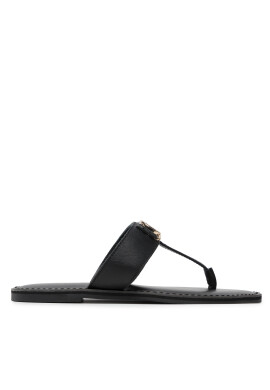Tommy Hilfiger Джапанки Th Hardware Leather Flat Mule FW0FW06544 Черен - Pepit.bg