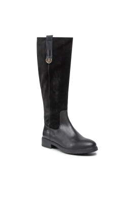 Tommy Hilfiger Офицерки Th Hardware Suede Longboot FW0FW05971 Черен - Pepit.bg