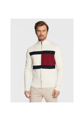 Tommy Hilfiger Пуловер Structure Flag MW0MW25343 Бял Regular Fit - Pepit.bg