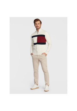 Tommy Hilfiger Пуловер Structure Flag MW0MW25343 Бял Regular Fit - Pepit.bg