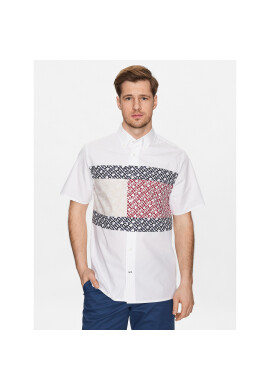 Tommy Hilfiger Риза Monogram Blocking MW0MW30628 Бял Regular Fit - Pepit.bg