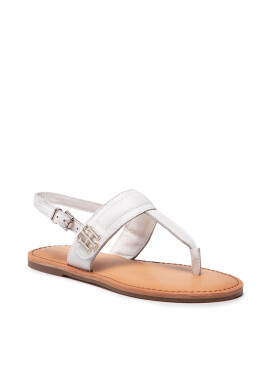 Tommy Hilfiger Сандали Hardware Th Flat Leather Sandal FW0FW05912 Бял - Pepit.bg