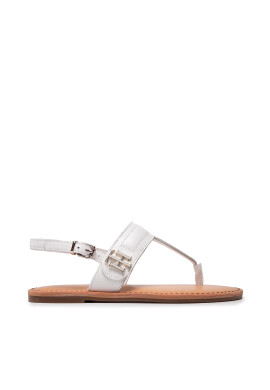 Tommy Hilfiger Сандали Hardware Th Flat Leather Sandal FW0FW05912 Бял - Pepit.bg