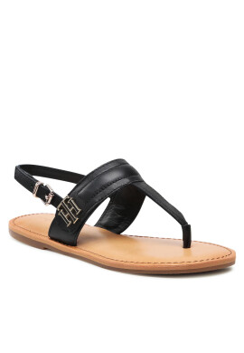 Tommy Hilfiger Сандали Hardware Th Flat Leather Sandal FW0FW05912 Черен - Pepit.bg