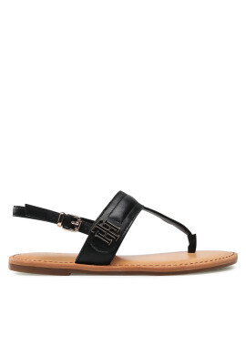 Tommy Hilfiger Сандали Hardware Th Flat Leather Sandal FW0FW05912 Черен - Pepit.bg