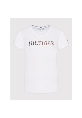 Tommy Hilfiger Тишърт Feather Print WW0WW32418 Бял Regular Fit - Pepit.bg