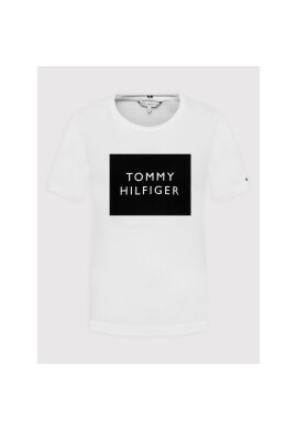 Tommy Hilfiger Тишърт Regular Flock Box C-nk WW0WW32800 Бял Regular Fit - Pepit.bg
