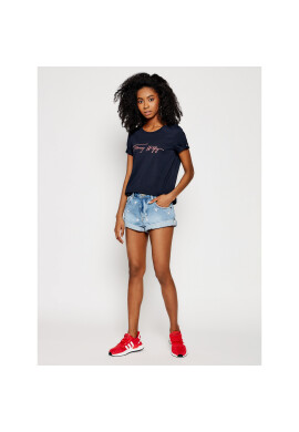 Tommy Hilfiger Тишърт Script Open Tee WW0WW29523 Тъмносин Regular Fit - Pepit.bg