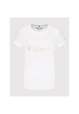 Tommy Hilfiger Тишърт Th Script Open-Nk WW0WW33016 Бял Regular Fit - Pepit.bg
