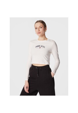 Tommy Jeans Блуза Essential Logo DW0DW14911 Бял Regular Fit - Pepit.bg