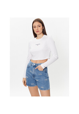 Tommy Jeans Блуза Essential Logo DW0DW15443 Бял Cropped Fit - Pepit.bg