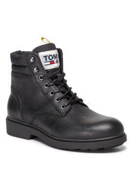 Tommy Jeans Ботуши Casual Leather Boot EM0EM00314 Черен - Pepit.bg