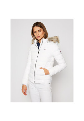 Tommy Jeans Пухено яке Basic Hooded DW0DW08588 Бял Slim Fit - Pepit.bg