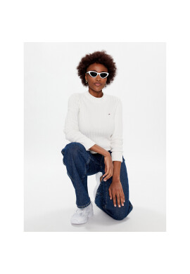 Tommy Jeans Пуловер DW0DW15060 Бял Slim Fit - Pepit.bg