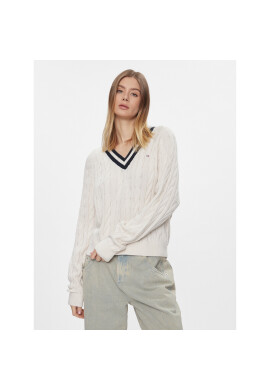 Tommy Jeans Пуловер DW0DW17498 Бял Regular Fit - Pepit.bg