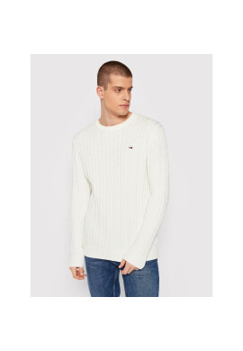 Tommy Jeans Пуловер Essential Cable DM0DM11857 Бял Regular Fit - Pepit.bg