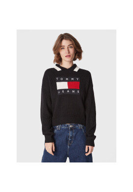 Tommy Jeans Пуловер Flag DW0DW14951 Черен Regular Fit - Pepit.bg