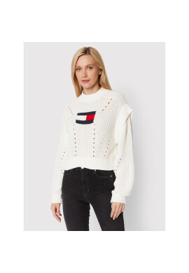 Tommy Jeans Пуловер Flag Stitch DW0DW13440 Бял Oversize - Pepit.bg