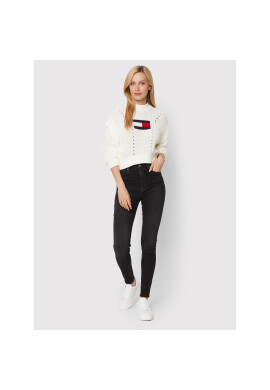 Tommy Jeans Пуловер Flag Stitch DW0DW13440 Бял Oversize - Pepit.bg