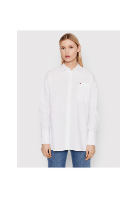 Tommy Jeans Риза Poplin DW0DW12080 Бял Oversize - Pepit.bg