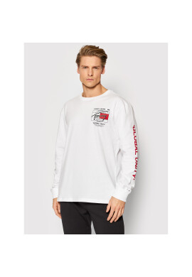 Tommy Jeans Тениска с дълъг ръкав Globe Script DM0DM12412 Бял Regular Fit - Pepit.bg