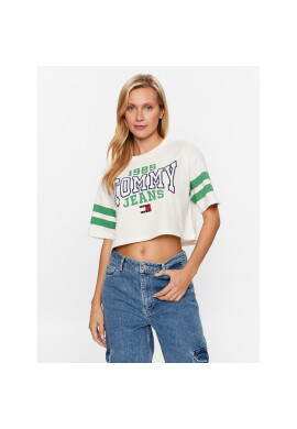 Tommy Jeans Тишърт College DW0DW16150 Бял Oversize - Pepit.bg