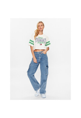 Tommy Jeans Тишърт College DW0DW16150 Бял Oversize - Pepit.bg