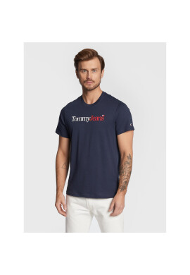 Tommy Jeans Тишърт Essential Multi Logo DM0DM14980 Тъмносин Regular Fit - Pepit.bg