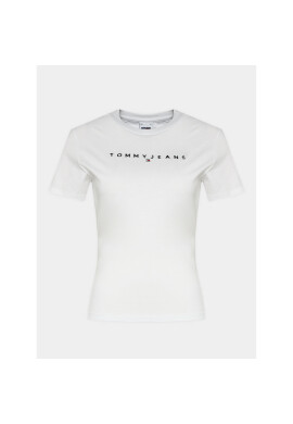 Tommy Jeans Тишърт Linear DW0DW17361 Бял Slim Fit - Pepit.bg