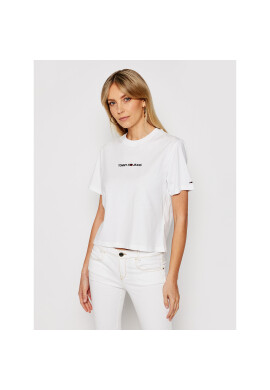 Tommy Jeans Тишърт Linear Logo DW0DW10057 Бял Cropped Fit - Pepit.bg