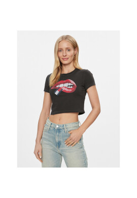 Tommy Jeans Тишърт Lips DW0DW17373 Черен Slim Fit - Pepit.bg
