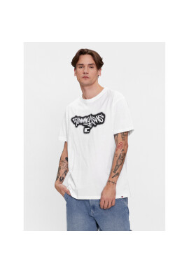 Tommy Jeans Тишърт Spray DM0DM18272 Бял Regular Fit - Pepit.bg