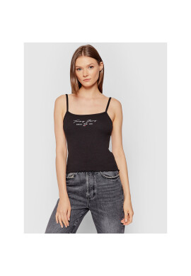 Tommy Jeans топ Tjw Tommy Script Strap Tee DW0DW10433 Черен Regular Fit - Pepit.bg