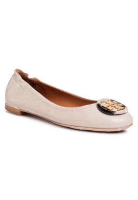 Tory Burch Балеринки Minnie Ballet With Multi Logo 74062 Бежов - Pepit.bg