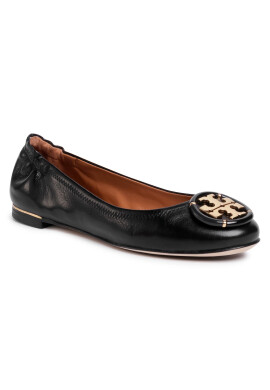 Tory Burch Балеринки Minnie Ballet With Multi Logo 74062 Черен - Pepit.bg
