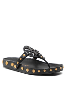 Tory Burch Джапанки Miller Cloud Coin 83764 Черен - Pepit.bg