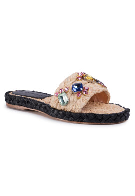 Tory Burch Еспадрили Crystal Raffia Slide Raffia 63580 Бежов - Pepit.bg