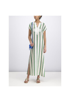 Tory Burch Лятна рокля Striped Caftan 57114 Зелен Regular Fit - Pepit.bg