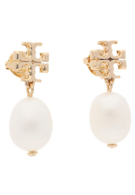 Tory Burch Обици Kira Pearl Drop Earring 65156 Бял - Pepit.bg