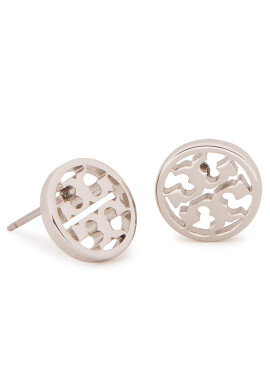 Tory Burch Обици Logo Circle Stud Earring 11165518 Сребрист - Pepit.bg