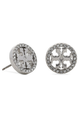 Tory Burch Обици Miller Pave Stud Earring Box 80318 Сребрист - Pepit.bg