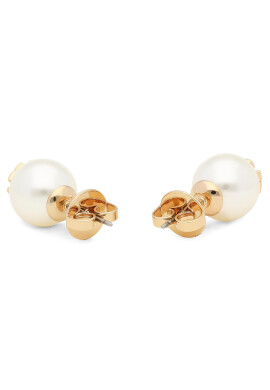 Tory Burch Обици Crystal Pearl Stud Earring 11165514 Бял - Pepit.bg