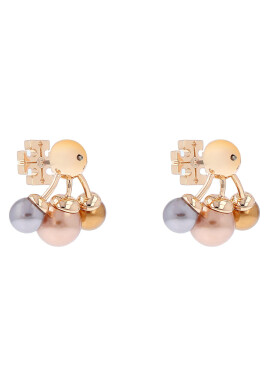 Tory Burch Обици Kira Pearl Front-Back Earring 153672 Кафяв - Pepit.bg