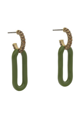 Tory Burch Обици Roxanne Link Erring Rolled 141789 Зелен - Pepit.bg