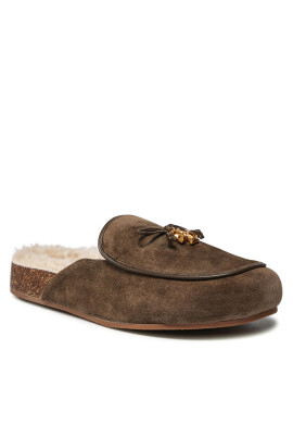 Tory Burch Пантофи Tory Charm Shearling Mule 86589 Зелен - Pepit.bg