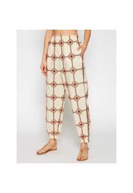 Tory Burch Текстилни панталони Embroidered Pull Up 83440 Бежов Regular Fit - Pepit.bg